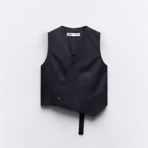 Zara Dark Navy Tailored Sleeveless Vest